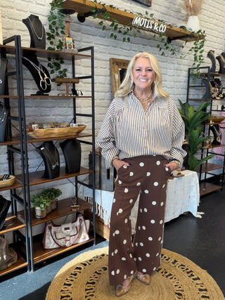 Nico Brown Polka Dot Wide Leg Pants