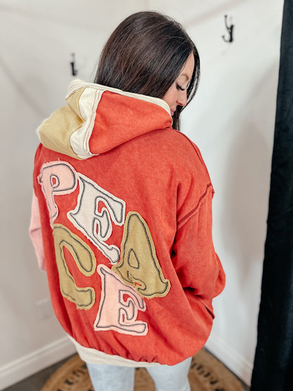 Peace Patchwork Oversized Hoodie