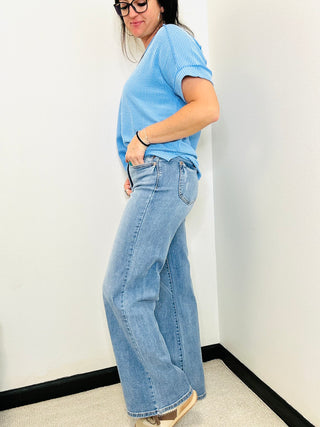 Marty Vintage Wash Retro Wide Leg Jeans-Jeans-Judy Blue-Motis & Co Boutique, Women's Fashion Boutique in Carthage, Missouri