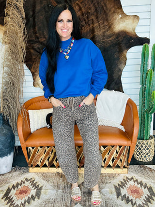 Kobe Royal Blue Mock Neck Pullover-Pullovers-Papermoon-Motis & Co Boutique, Women's Fashion Boutique in Carthage, Missouri