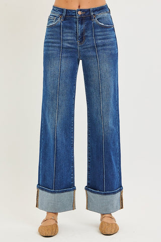 Brady Pin Tucked Cuffed Risen Jeans-Jeans-Risen-Motis & Co Boutique, Women's Fashion Boutique in Carthage, Missouri
