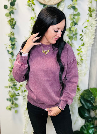 Alicia Eggplant Oversized Pullover-Pullovers-Zenana-Motis & Co Boutique, Women's Fashion Boutique in Carthage, Missouri