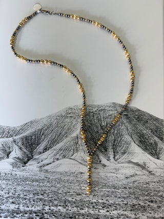 Desert Pearl Authentic Sterling and Gold Lariat Necklace-Necklace-Market-Motis & Co Boutique, Women's Fashion Boutique in Carthage, Missouri