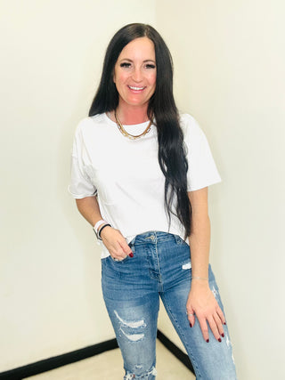 Keep It Simple Pocket Tee White-Short Sleeves-Very J-Motis & Co Boutique, Women's Fashion Boutique in Carthage, Missouri