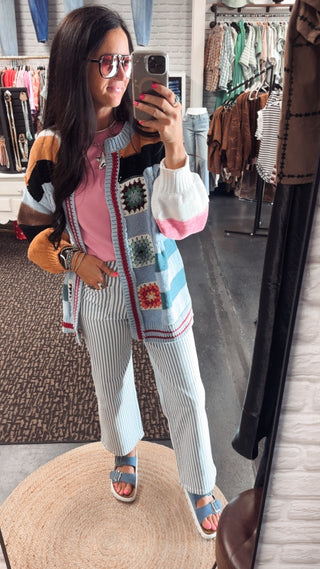 Ethan Striped Denim Cropped Jeans-Jeans-Mica-Motis & Co Boutique, Women's Fashion Boutique in Carthage, Missouri