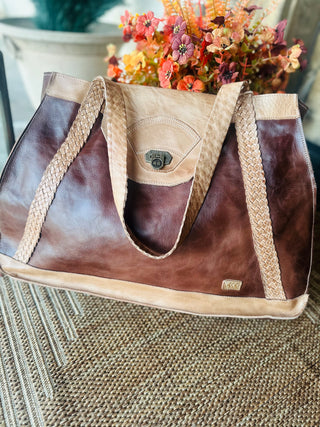 Proper Teak Oats Leather Handbag by Bed Stu