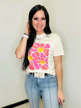 Mindy Flower Power Graphic Tee-Graphic Tees-Howdy Hanny-Motis & Co Boutique, Women's Fashion Boutique in Carthage, Missouri