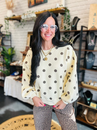Landon Polka Dot Fleece Pullover-Pullovers-Papermoon-Motis & Co Boutique, Women's Fashion Boutique in Carthage, Missouri