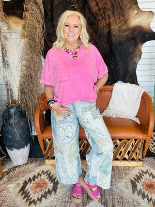 Patrick Patchwork Print Denim Jeans