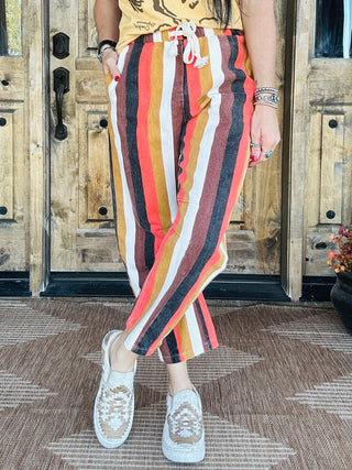 Mason Multi Striped Barrel Pants-Pants-Turquoise Haven-Motis & Co Boutique, Women's Fashion Boutique in Carthage, Missouri