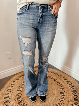 Craig Destroyed Flare Jeans-Jeans-Judy Blue-Motis & Co Boutique, Women's Fashion Boutique in Carthage, Missouri