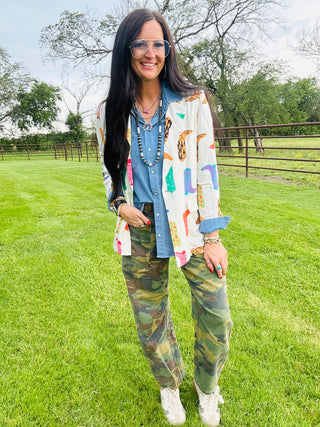 Loretta Western Boot Blazer-Blazers-Taelynn-Motis & Co Boutique, Women's Fashion Boutique in Carthage, Missouri
