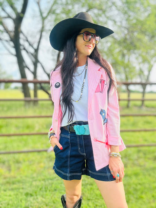 Wynona Pink Western Patch Blazer-Blazers-Taelynn-Motis & Co Boutique, Women's Fashion Boutique in Carthage, Missouri