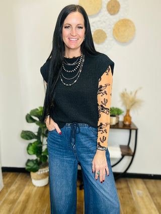 Cactus & Cowboys Velvet Mesh Top-Long Sleeves-Merigold Kiss-Motis & Co Boutique, Women's Fashion Boutique in Carthage, Missouri