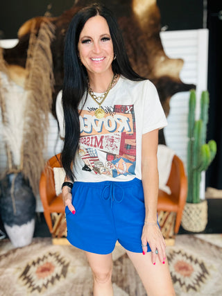 Kobe Royal Blue Fleece Shorts-Shorts-Papermoon-Motis & Co Boutique, Women's Fashion Boutique in Carthage, Missouri