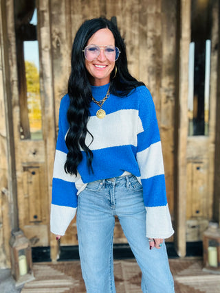 Cora Striped Mock Neck Sweater-Sweaters-POL-Motis & Co Boutique, Women's Fashion Boutique in Carthage, Missouri