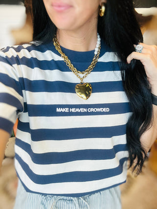 Make Heaven Crowded Navy Striped Graphic Tee-Graphic Tees-Wicker Road-Motis & Co Boutique, Women's Fashion Boutique in Carthage, Missouri