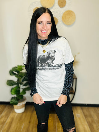 The Horned Bull Ringer Graphic Tee-Graphic Tees-Hank & Scoot-Motis & Co Boutique, Women's Fashion Boutique in Carthage, Missouri