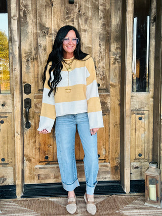 Cora Striped Mock Neck Sweater-Sweaters-POL-Motis & Co Boutique, Women's Fashion Boutique in Carthage, Missouri