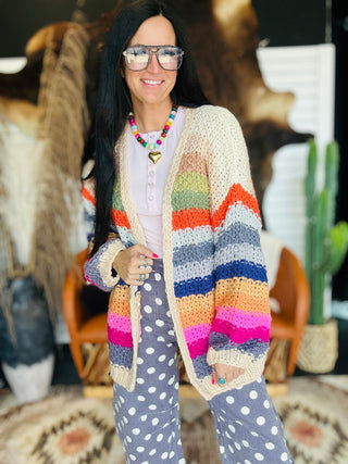Rae Rainbow Chunky Knit Cardigan - Bright-Cardigans-Listicle-Motis & Co Boutique, Women's Fashion Boutique in Carthage, Missouri
