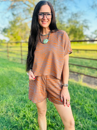 EZ Breezy Zebra Burnout Top-Short Sleeves-2 Fly-Motis & Co Boutique, Women's Fashion Boutique in Carthage, Missouri