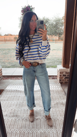 Robin Long Sleeve Blue Striped Sweater