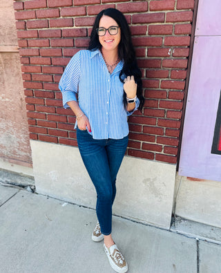 Ivy Striped Button Down Top-Tops-Jodifl-Motis & Co Boutique, Women's Fashion Boutique in Carthage, Missouri