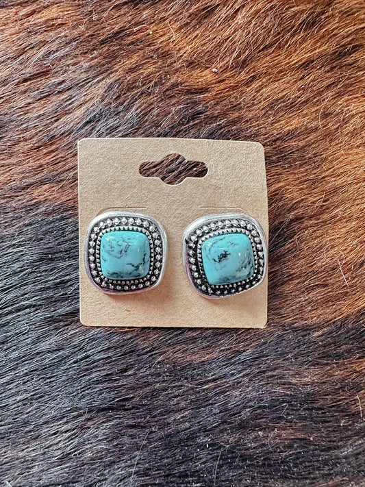 Pebble Turquoise Square Post Earrings