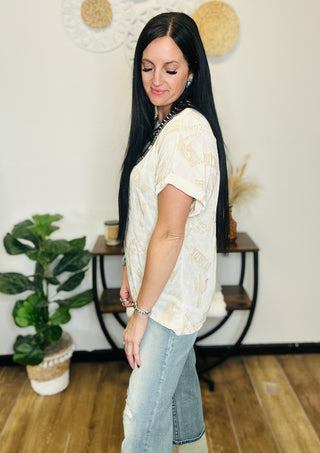 Mabel Western Print Top-Short Sleeves-Merigold Kiss-Motis & Co Boutique, Women's Fashion Boutique in Carthage, Missouri