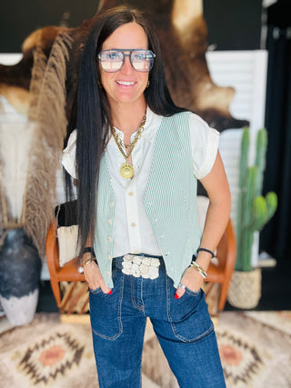 Sadie Striped Sleeveless Vest