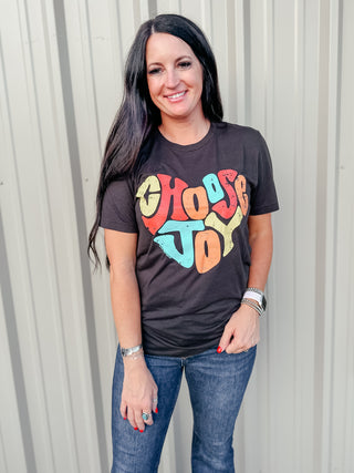 Choose Joy Black Graphic Tee-Graphic Tees-Texas True Threads-Motis & Co Boutique, Women's Fashion Boutique in Carthage, Missouri