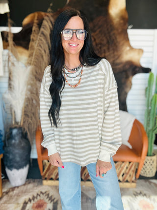 Elizabeth Striped Waffle Top