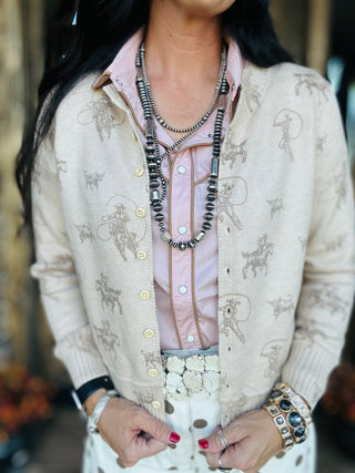 Andie Western Cowboy Print Cardigan