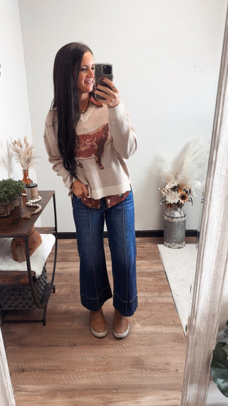 Hereford Highway Ribbed Knit Sweater-Sweaters-2 Fly-Motis & Co Boutique, Women's Fashion Boutique in Carthage, Missouri