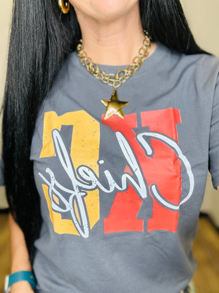 KC Grey Football Graphic Tee-Graphic Tees-Motis & CO-Motis & Co Boutique, Women's Fashion Boutique in Carthage, Missouri