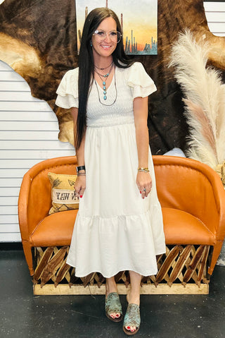 Kori Smocked Midi Dress