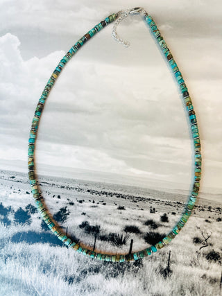 Turquoise Heishi & Hematite Necklace – 18"