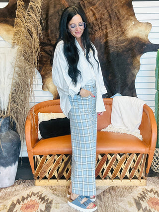 Aden Blue Plaid Cropped Pants-Pants-ee: some-Motis & Co Boutique, Women's Fashion Boutique in Carthage, Missouri