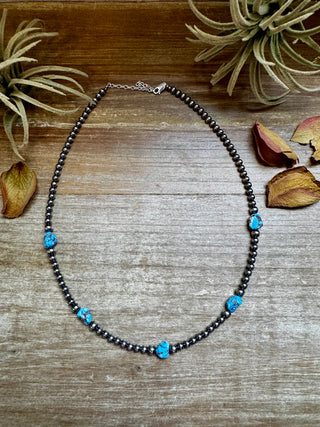 Desert Golden Hills Turquoise & Pearl Necklace-Necklaces-Bijoux-Motis & Co Boutique, Women's Fashion Boutique in Carthage, Missouri