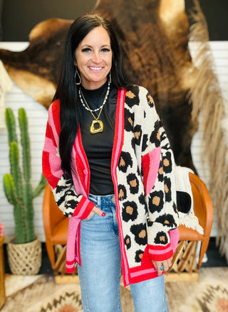 Misty Mixed Animal Print Oversized Cardigan