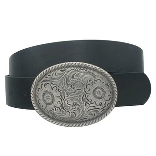 Fargo Black Belt with Floral Buckle-Belts-anbfashion-Motis & Co Boutique, Women's Fashion Boutique in Carthage, Missouri