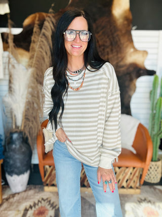 Elizabeth Striped Waffle Top