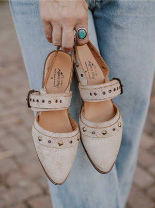 Laramie Kodiak White Leather Ballerina Mule by Agave Sky-Mules-Agave Sky-Motis & Co Boutique, Women's Fashion Boutique in Carthage, Missouri