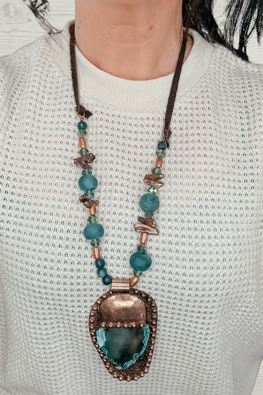 Rare Bird Copper Turquoise Agate Necklace