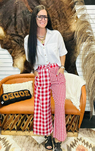 Reid Red Mix Checked Pants