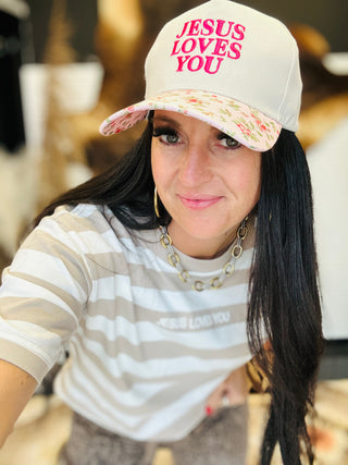 Jesus Loves You Printed Bill Cap-Hats-Zenana-Motis & Co Boutique, Women's Fashion Boutique in Carthage, Missouri