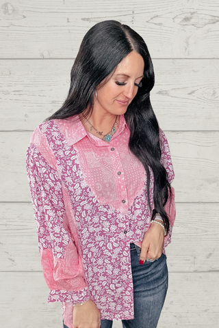 Shayla Long Sleeve Paisley Button Down Top-Long Sleeves-POL-Motis & Co Boutique, Women's Fashion Boutique in Carthage, Missouri