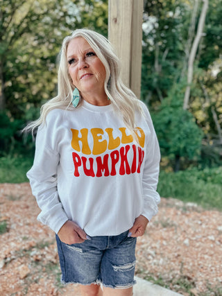 Hello Pumpkin Graphic Sweatshirt-Sweaters-RC-Motis & Co Boutique, Women's Fashion Boutique in Carthage, Missouri