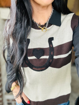 Lucky Love Horseshoe Sweater Vest-Sweaters-2 Fly-Motis & Co Boutique, Women's Fashion Boutique in Carthage, Missouri