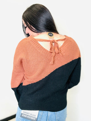 Tandy Spice Tie Back Sweater-Sweaters-blu pepper-Motis & Co Boutique, Women's Fashion Boutique in Carthage, Missouri